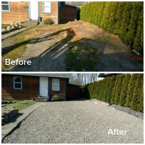 Gravel driveway before and after