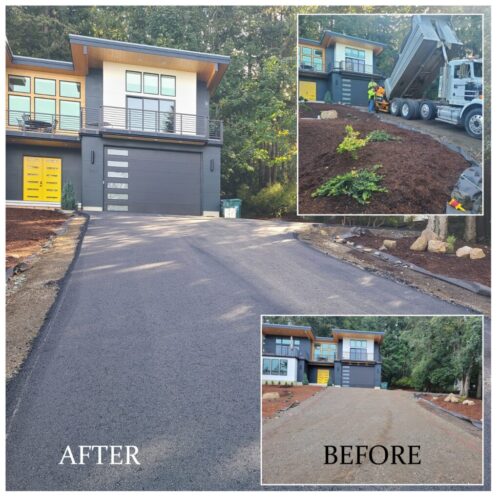 Asphalt installed on a steep slope