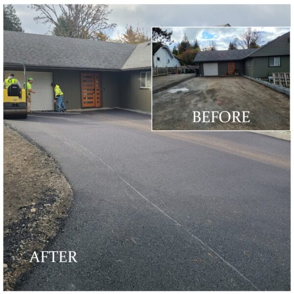 Bellingham driveway paving before and after Asphalt paved driveway